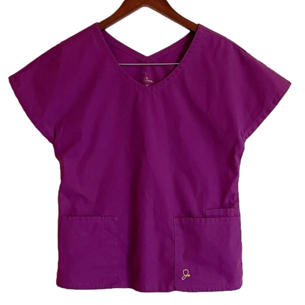 JAANUU‎ Women’s Performance Wine V-Neck, 3 Pocket Scrub Top, XS, scrubs​